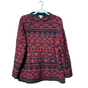J.Jill Nordic Jacquard Style Mock Neck Wool Blend Sweater Women's Size XL Petite